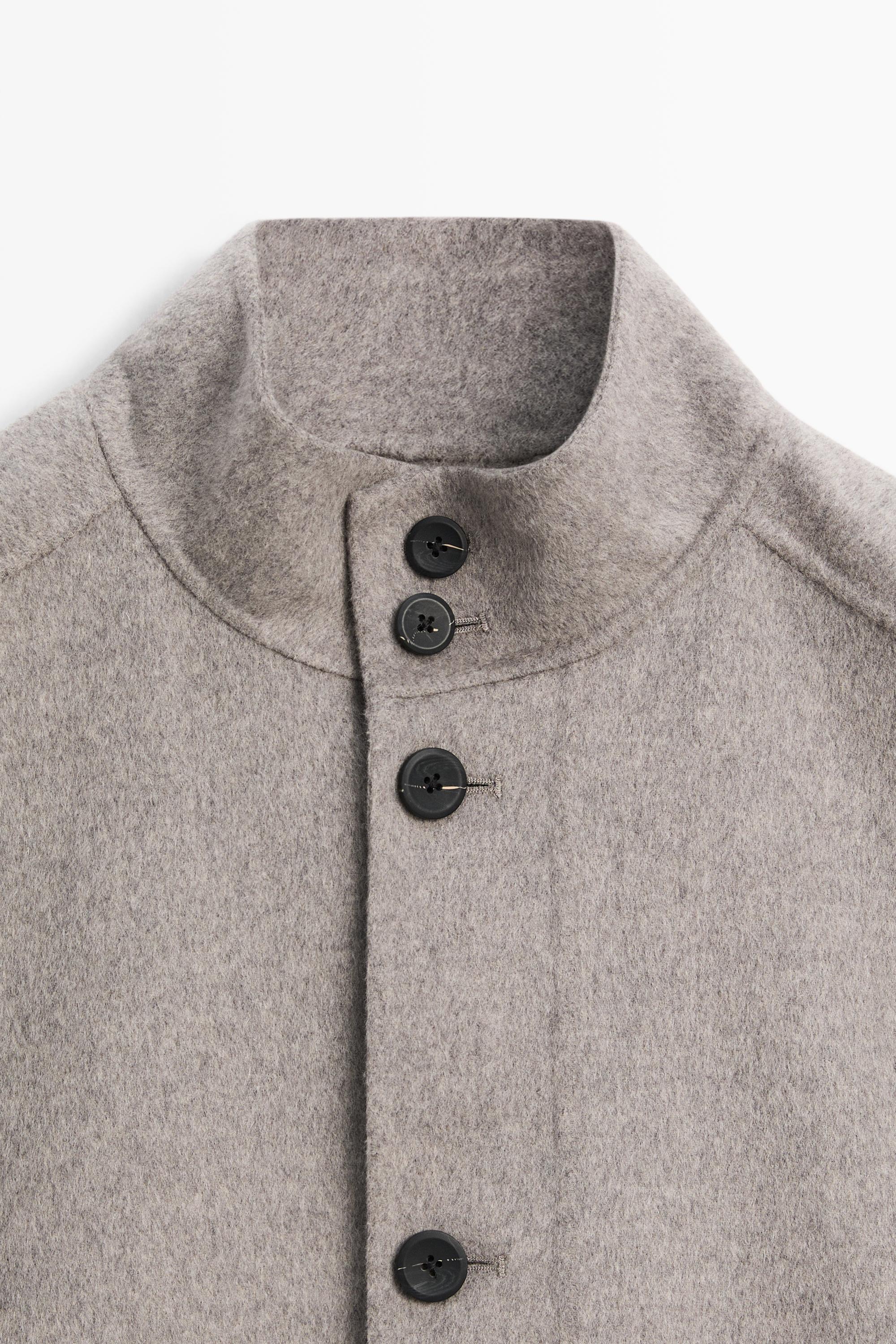 Wool blend high neck double fabric jacket